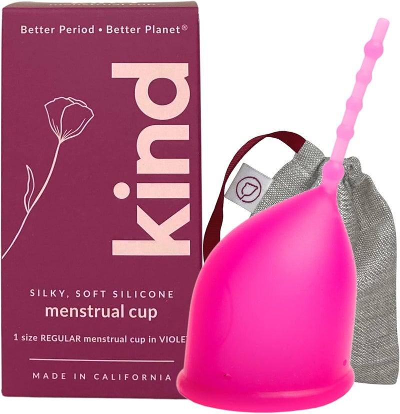 WEVOTOPIA Kind Cup | Comfortable | Soft | Curved Period Cup | Easy to Reach | Easy to Use | 100% Medical Grade Silicone Cups | Patented Menstrual Cups | Reusable Cups (Violet - Regular) - Image 1